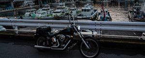 Preview wallpaper harley davidson, motorcycle, bike, pier