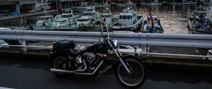 Preview wallpaper harley davidson, motorcycle, bike, pier