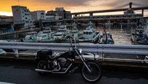 Preview wallpaper harley davidson, motorcycle, bike, pier