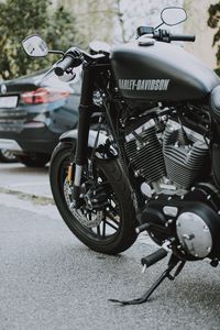 Preview wallpaper harley-davidson, motorcycle, bike, black, side view