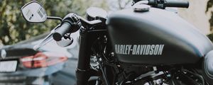 Preview wallpaper harley-davidson, motorcycle, bike, black, side view