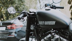 Preview wallpaper harley-davidson, motorcycle, bike, black, side view