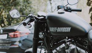 Preview wallpaper harley-davidson, motorcycle, bike, black, side view