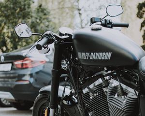 Preview wallpaper harley-davidson, motorcycle, bike, black, side view