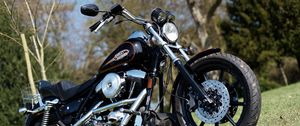 Preview wallpaper harley-davidson, motorcycle, bike, black, chrome