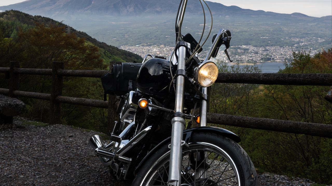 Wallpaper harley-davidson, motorcycle, bike, black, view
