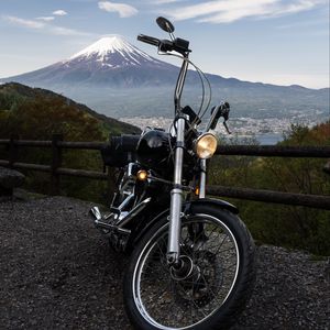 Preview wallpaper harley-davidson, motorcycle, bike, black, view