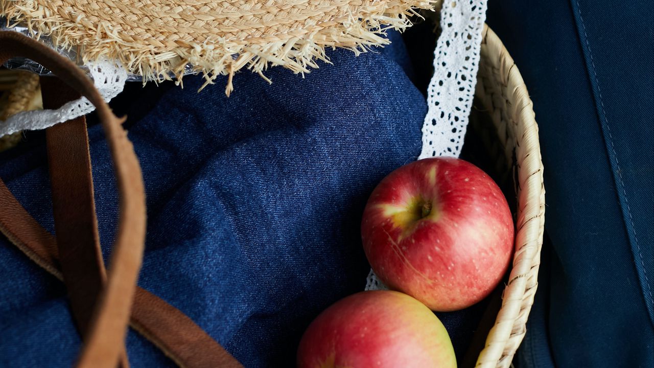 Wallpaper hat, apples, fruits, clothes