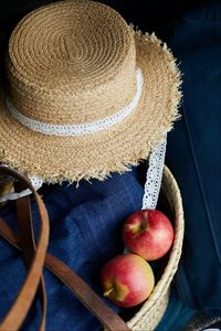 Preview wallpaper hat, apples, fruits, clothes