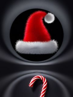 240x320 Wallpaper hat, cande, santa, santa claus, new year, christmas