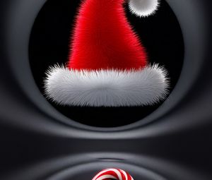 Preview wallpaper hat, cande, santa, santa claus, new year, christmas