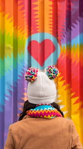 Preview wallpaper hat, colorful, heart, wall