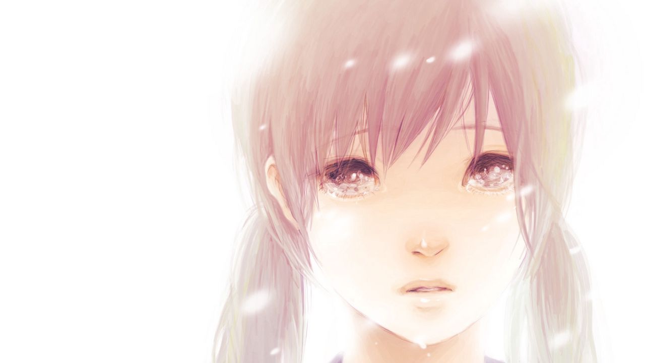 Wallpaper hatsune miku, girl, hair, two tails, brown eyes, tears, lips, portrait