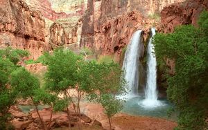 Preview wallpaper havasu falls, arizona, canyon, trees, greens