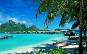 Preview wallpaper hawaii, coast, resort, rest, palm trees, lagoon, blue water