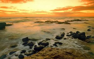 Preview wallpaper hawaii, morning, sea, sand, stones