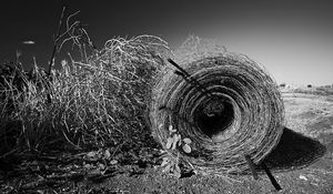 Preview wallpaper hay, bale, black-and-white