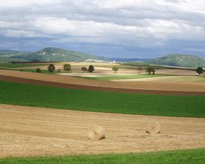 Preview wallpaper hay, bales, field, august