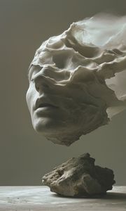 Preview wallpaper head, sculpture, waves