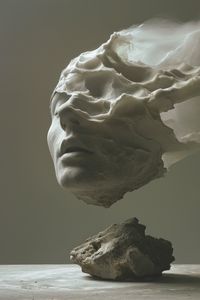 Preview wallpaper head, sculpture, waves