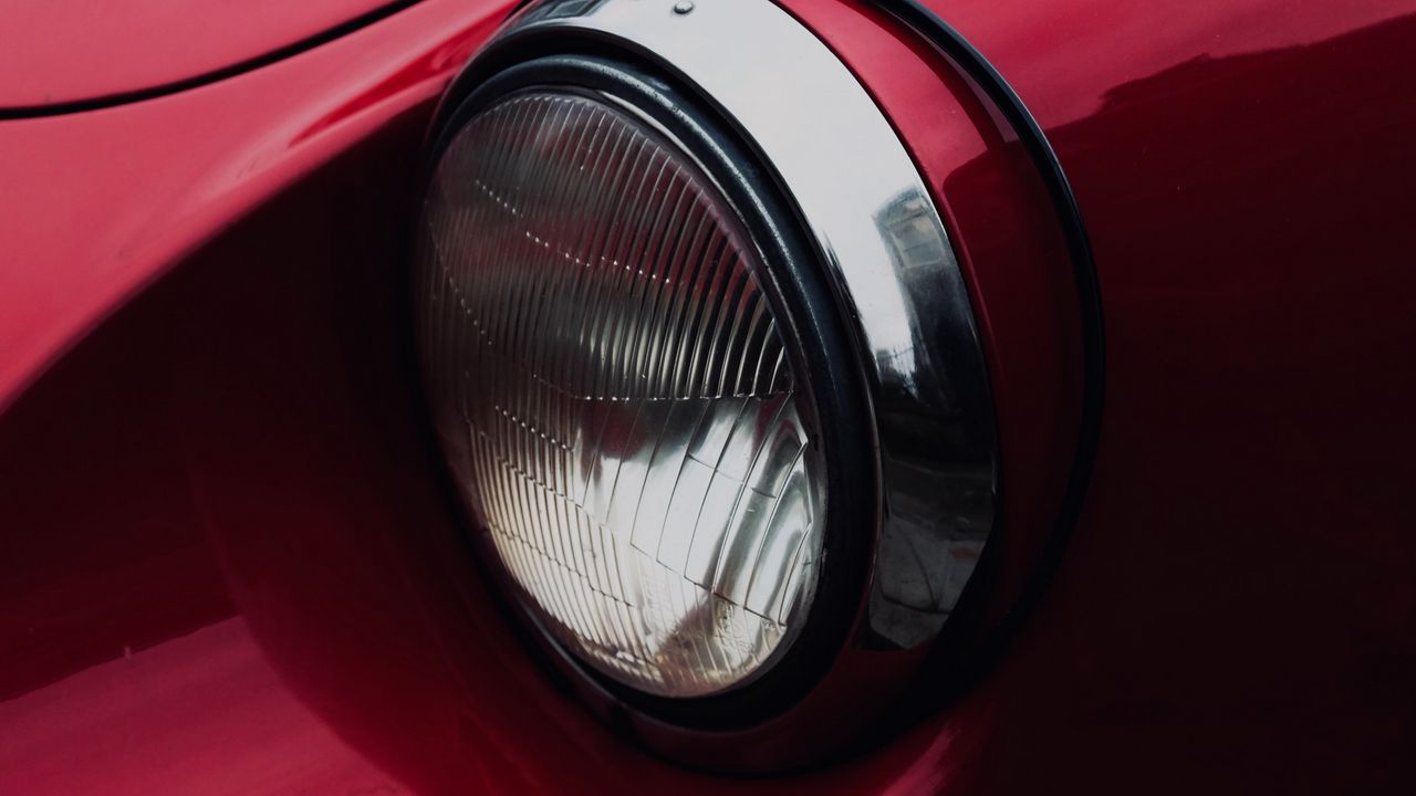 Wallpaper headlight, car, red, chrome