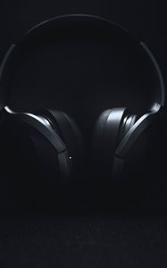 Preview wallpaper headphones, audio, black, minimalism, gray