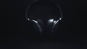 Preview wallpaper headphones, audio, black, minimalism, gray