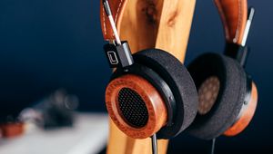 Preview wallpaper headphones, audio, style, wooden