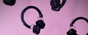 Preview wallpaper headphones, black, leather, music