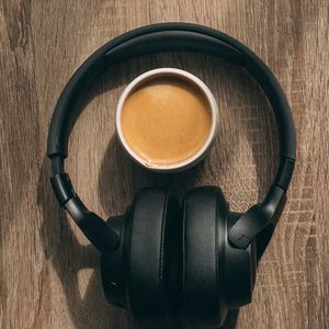 Preview wallpaper headphones, cup, coffee