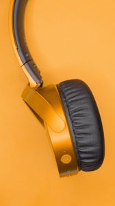 Preview wallpaper headphones, device, music, orange