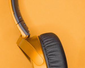 Preview wallpaper headphones, device, music, orange