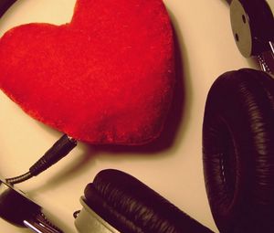 Preview wallpaper headphones, heart, toys, wire, mood