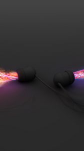 Preview wallpaper headphones, light, neon, surface, music