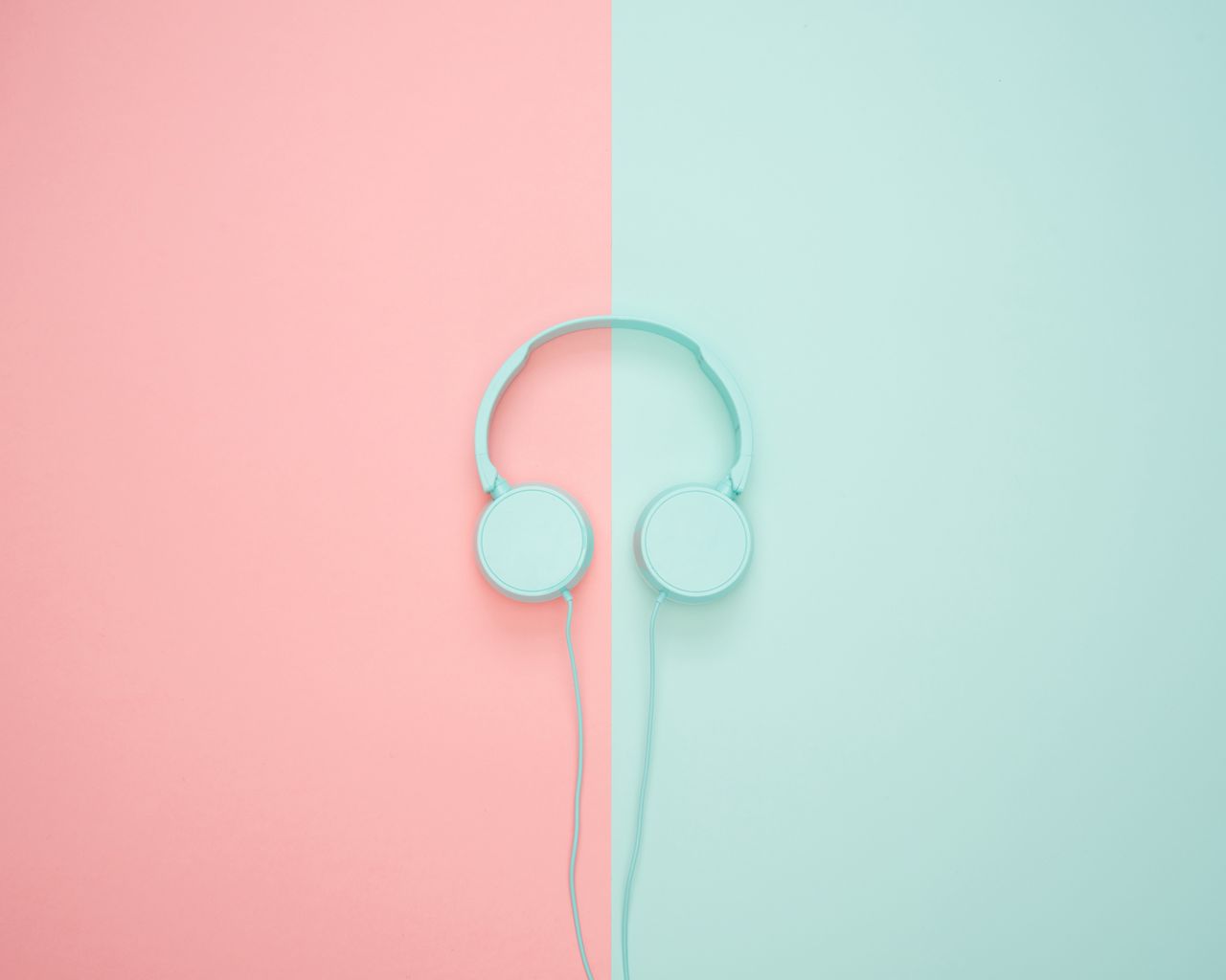 1280x1024 Wallpaper headphones, minimalism, pastel, pink
