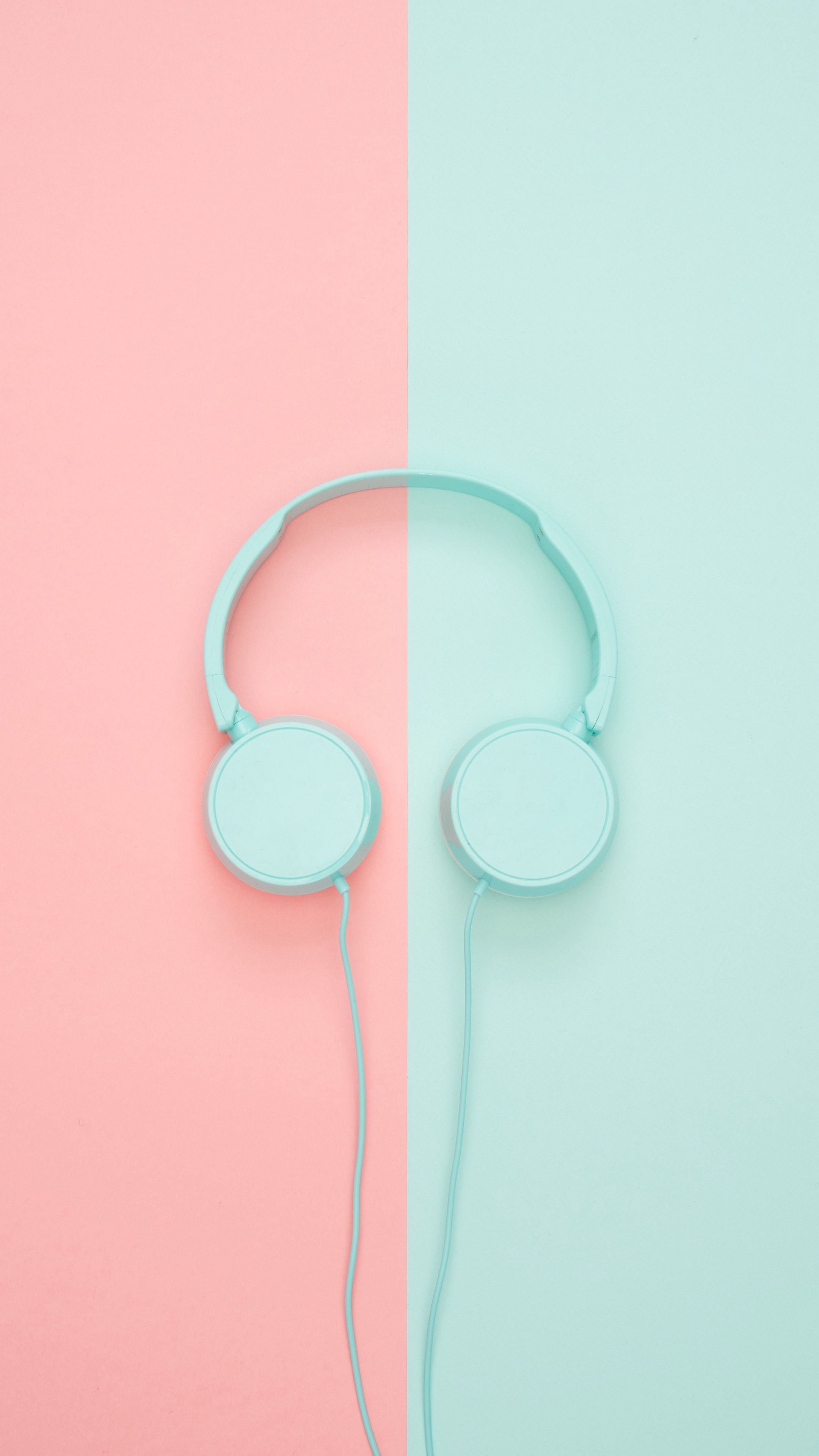 2160x3840 Wallpaper headphones, minimalism, pastel, pink