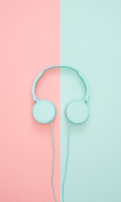 240x400 Wallpaper headphones, minimalism, pastel, pink