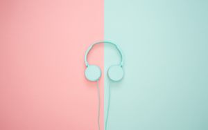 Preview wallpaper headphones, minimalism, pastel, pink