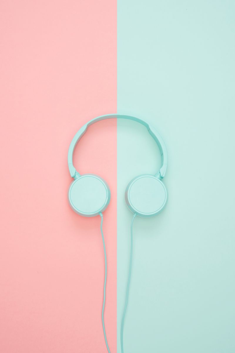 800x1200 Wallpaper headphones, minimalism, pastel, pink