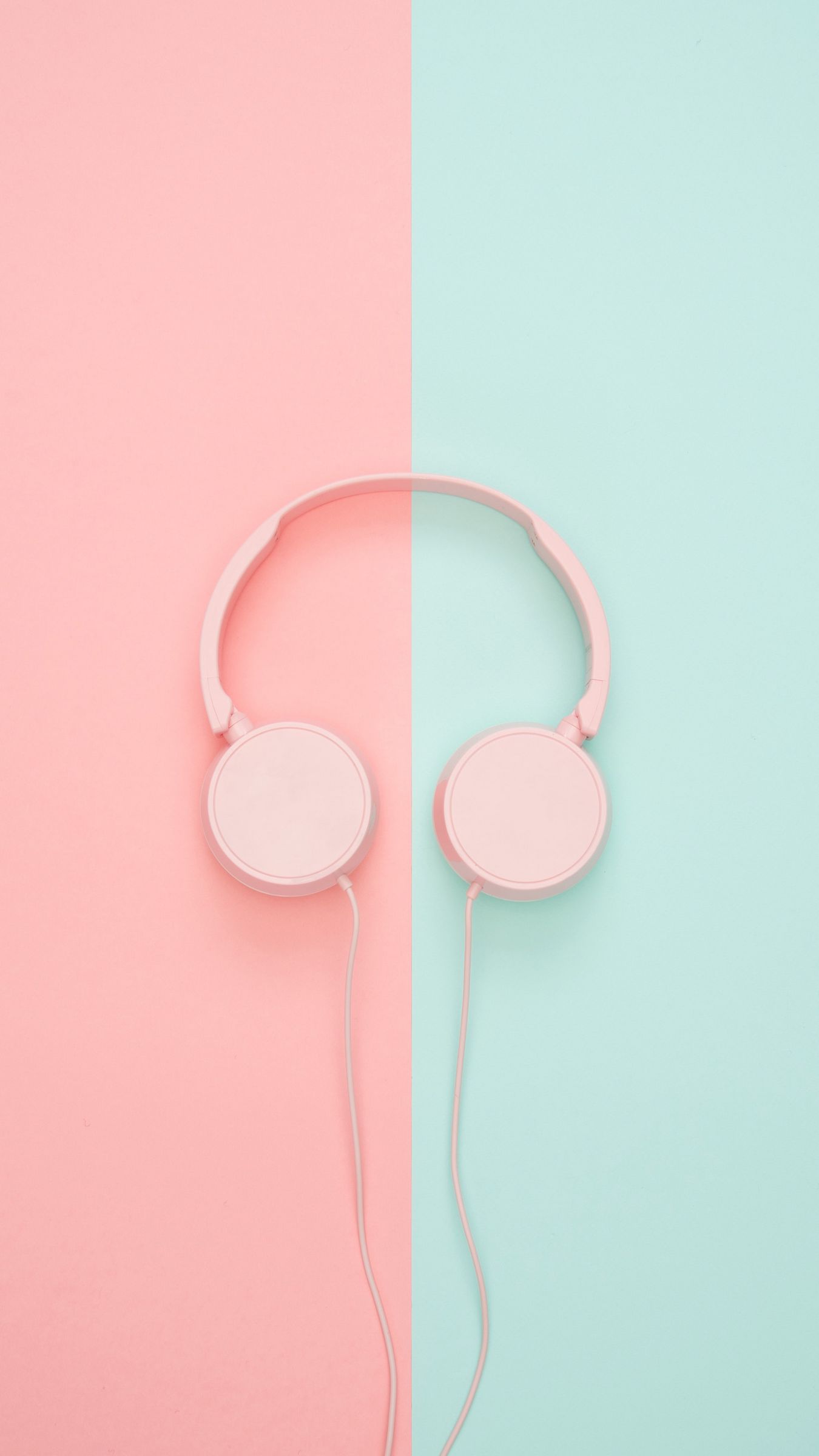 1350x2400 Wallpaper headphones, minimalism, pink, pastel