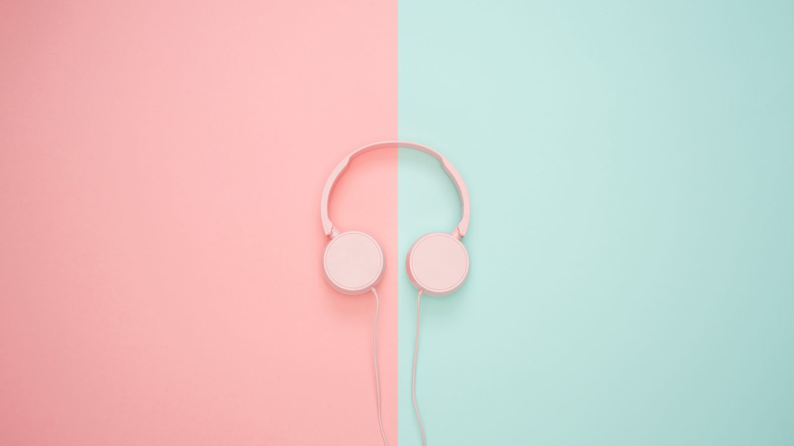 1600x900 Wallpaper headphones, minimalism, pink, pastel