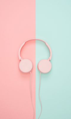 240x400 Wallpaper headphones, minimalism, pink, pastel