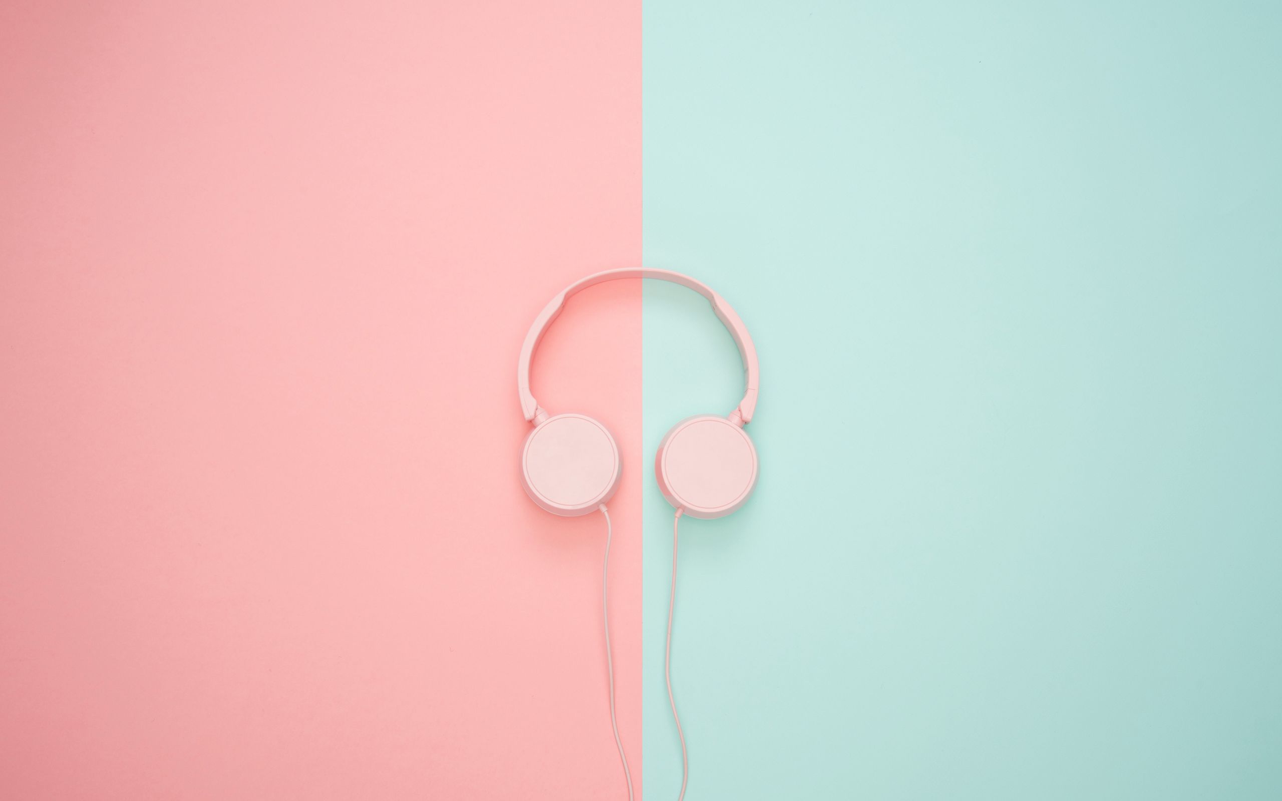 2560x1600 Wallpaper headphones, minimalism, pink, pastel