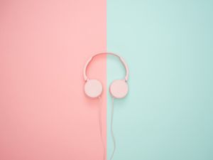Preview wallpaper headphones, minimalism, pink, pastel