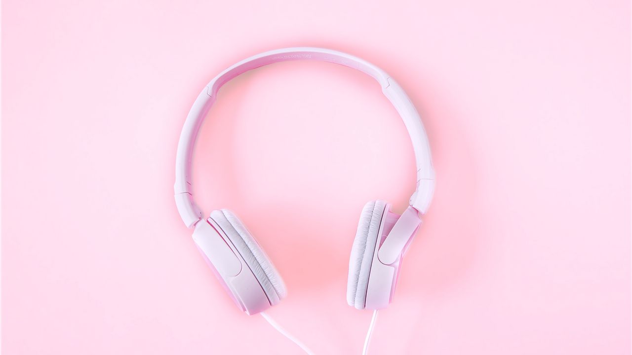 Wallpaper headphones, pink, tender