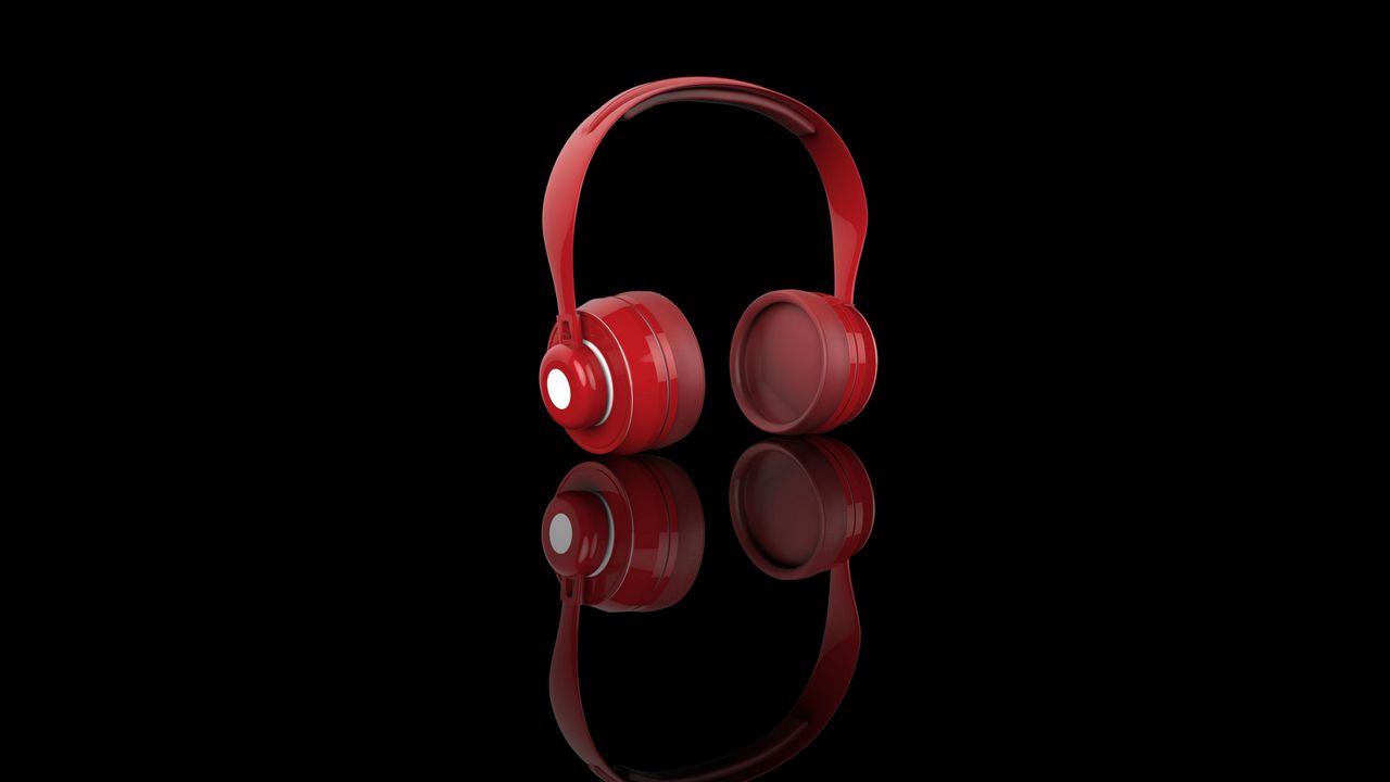 Wallpaper headphones, red, audio, sound, technology