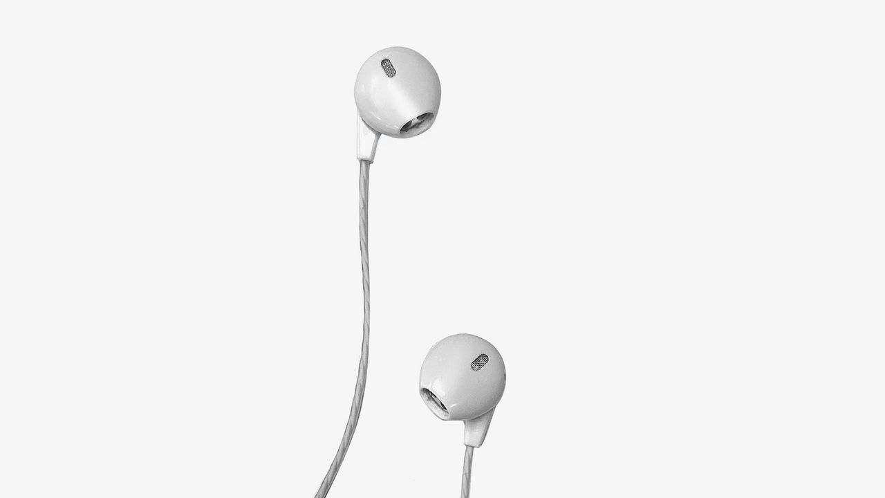 Wallpaper headphones, white, minimalism, music