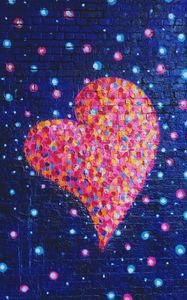 Preview wallpaper heart, art, wall, paint