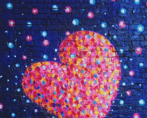 Preview wallpaper heart, art, wall, paint