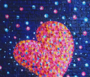 Preview wallpaper heart, art, wall, paint